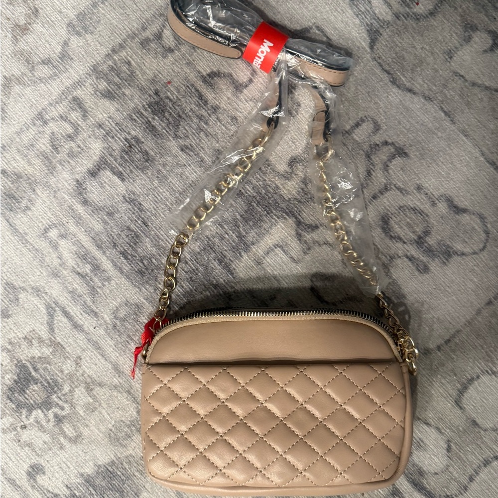 NWT Montana West Quilted Beige Crossbody Bag